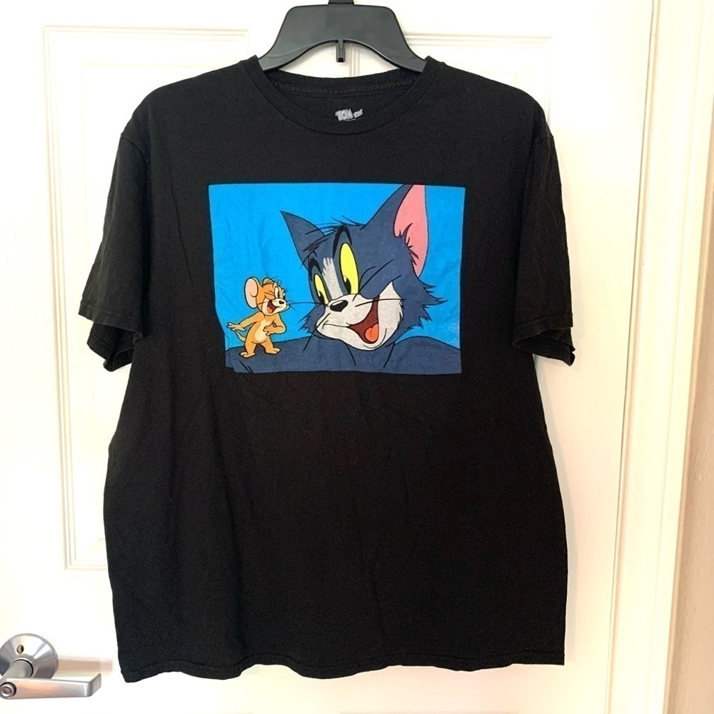 Vintage Disney Tom and Jerry Tee Top T-shirt Black Pink Size L - Picture 3 of 12